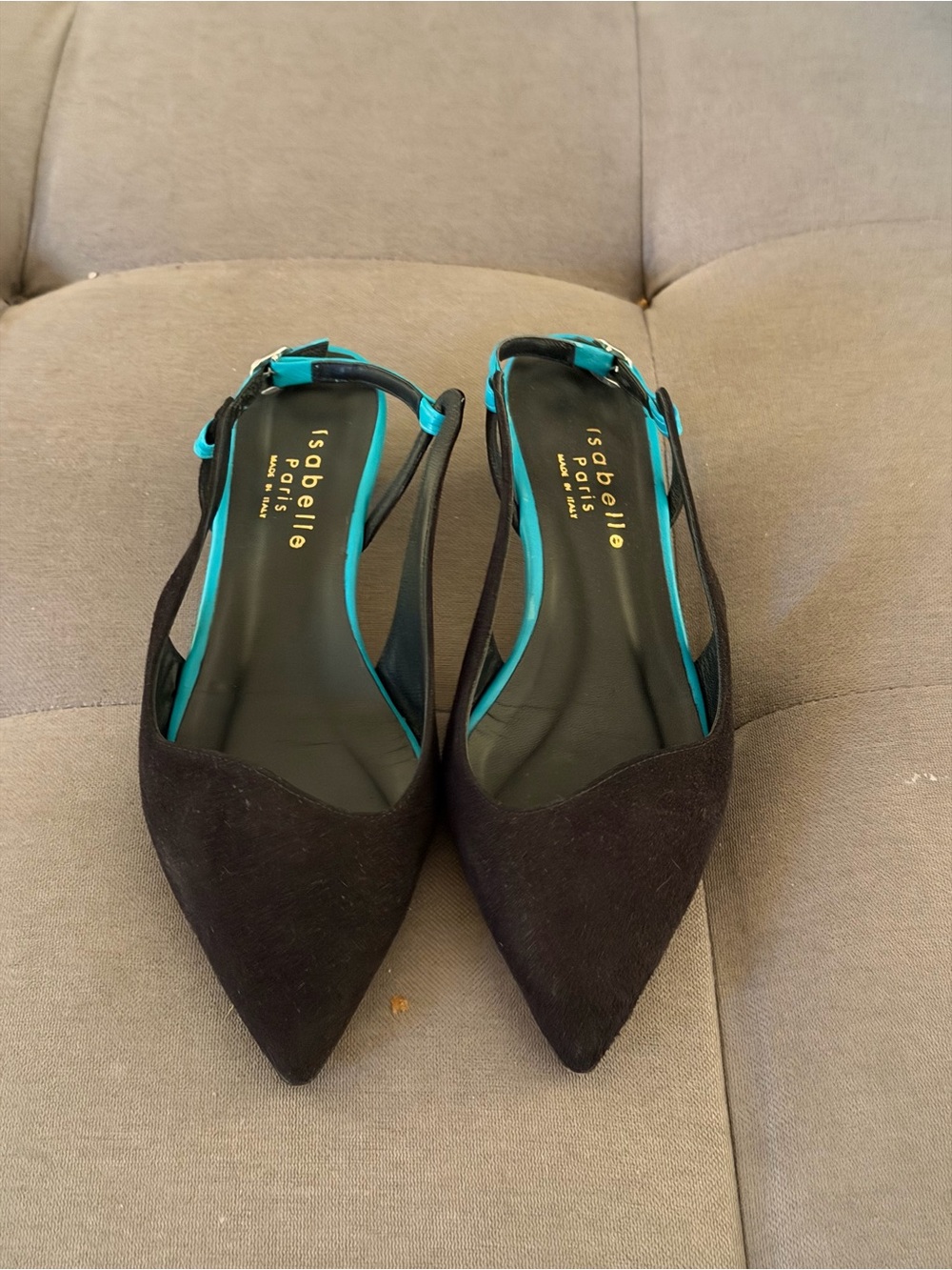 Paris Black Pointed Slingback Flats